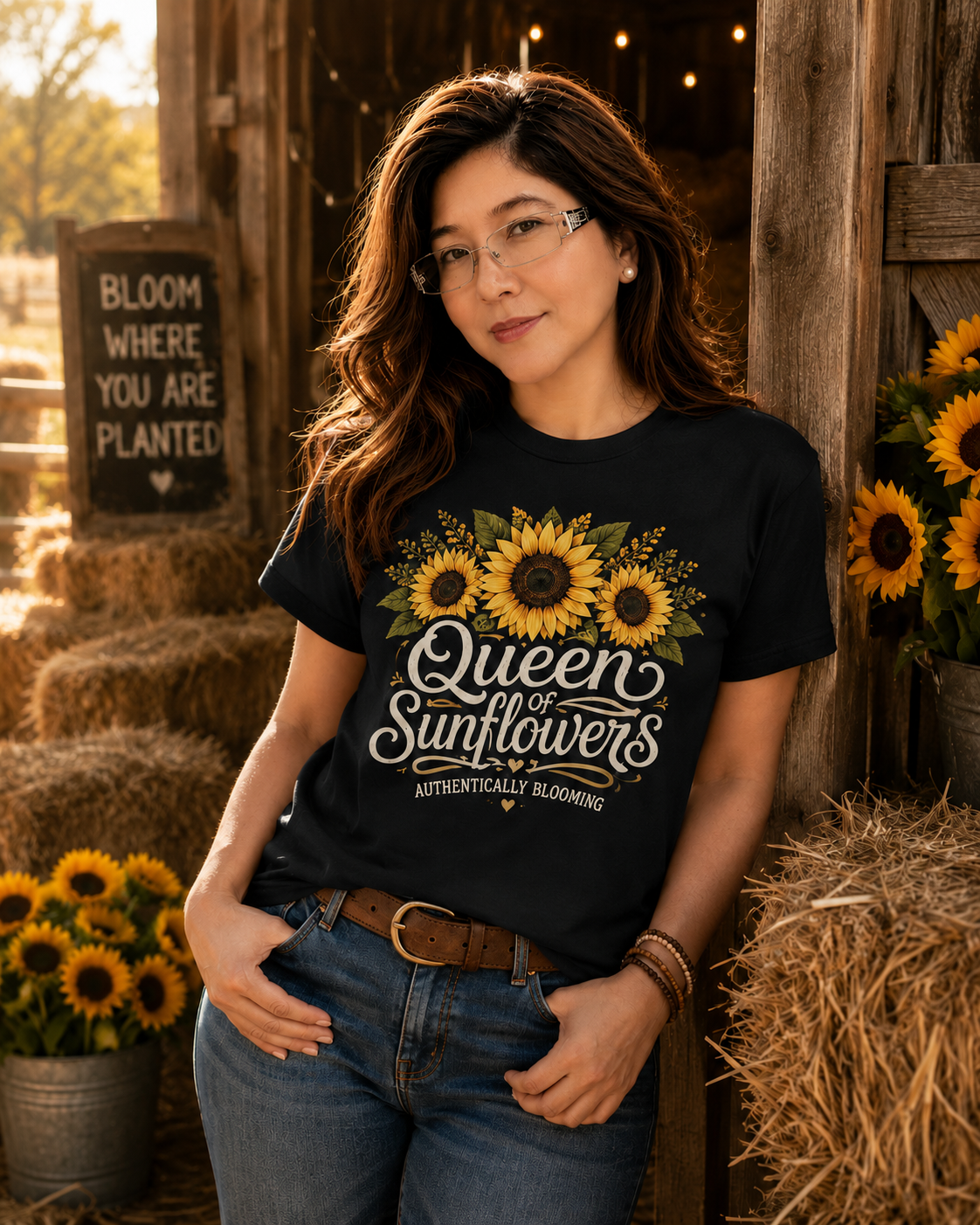 Queen of Sunflowers AUTHENTICALLY BLOOMING T-Shirt