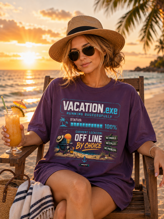 Vacation.exe Offline By Choice Beach Tshirt