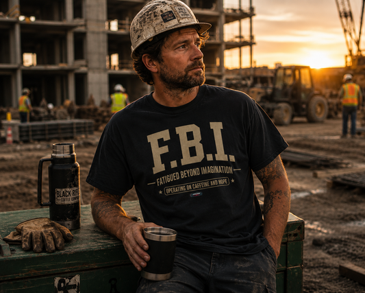F.B.I. 'Fatigued Beyond Imagination' VINTAGE SILVER FONT  T-Shirt