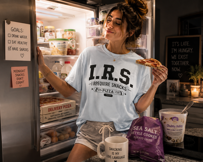 I.R.S. I Require Snacks Pizza T-Shirt