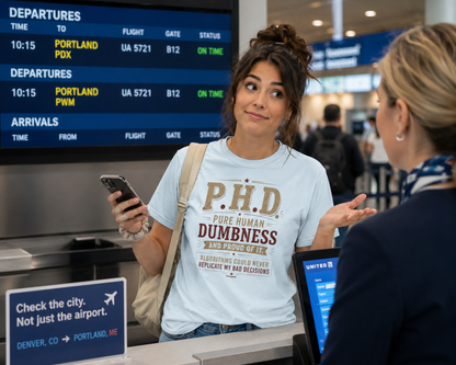 P.H.D. "Pure Human Dumbness" Graphic T-Shirt