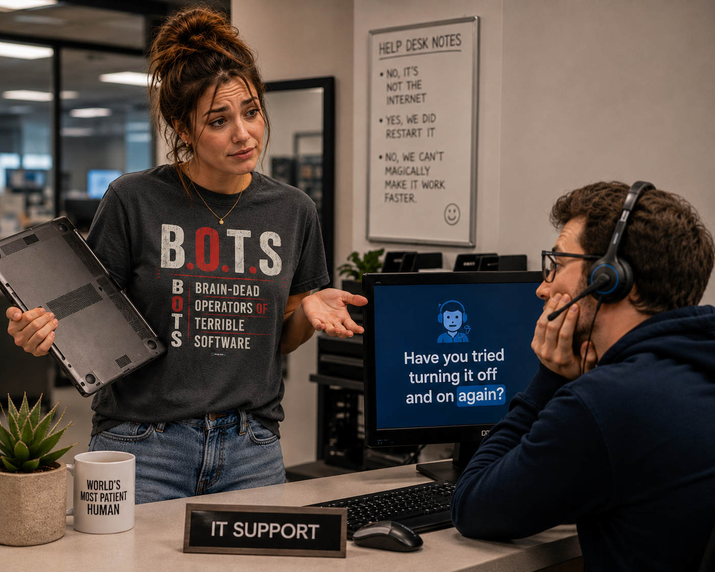 B.O.T.S. (Brain-Dead Operators, Terrible Software) Vintage Tech Humor Tee