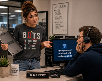 B.O.T.S. (Brain-Dead Operators, Terrible Software) Vintage Tech Humor Tee