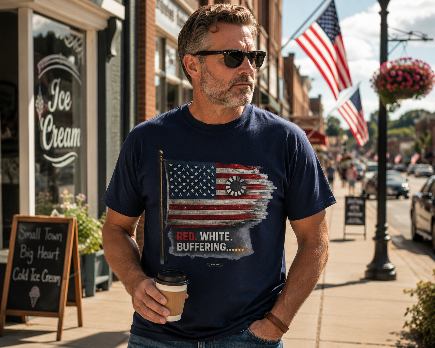 American Flag Red White and Buffering