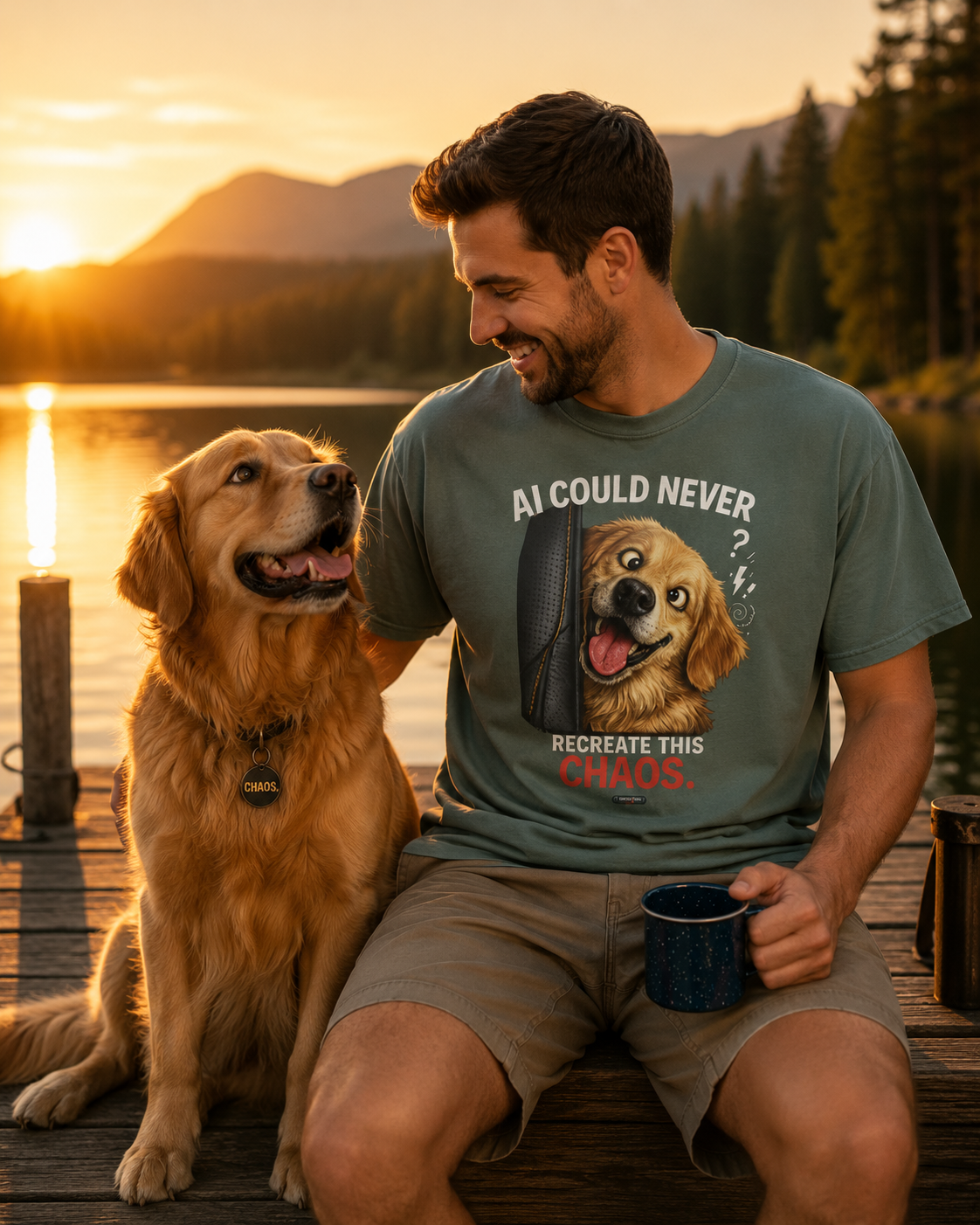 DOG Golden Retriever: AI Could Never Recreate This Chaos T-Shirt