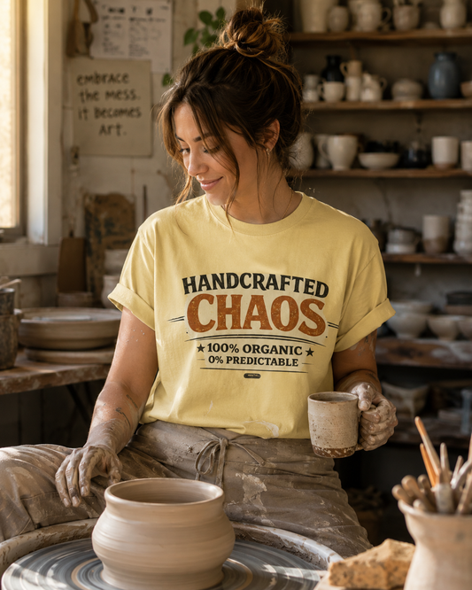 Handcrafted Chaos T-Shirt — Funny Organic 0% Predictable Graphic Tee