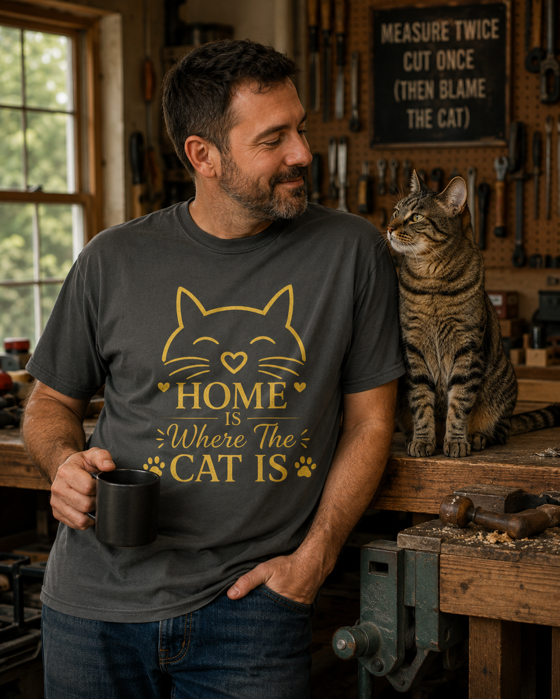CAT HOME — Where the Cat Is T-Shirt