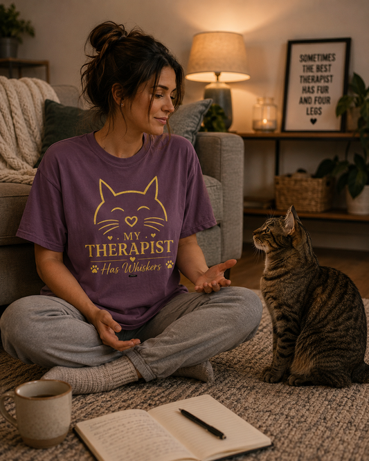 CAT My Therapist Has Whiskers T-Shirt
