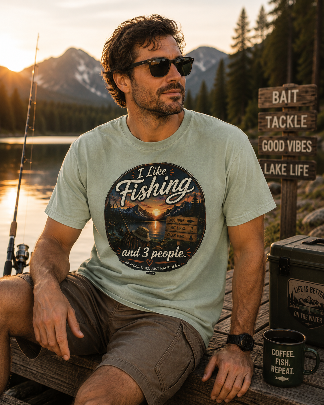 I Like Fishing and 3 People T-shirt