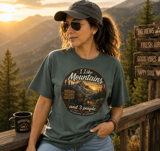 I Like Mountains  and 3 People T-shirt