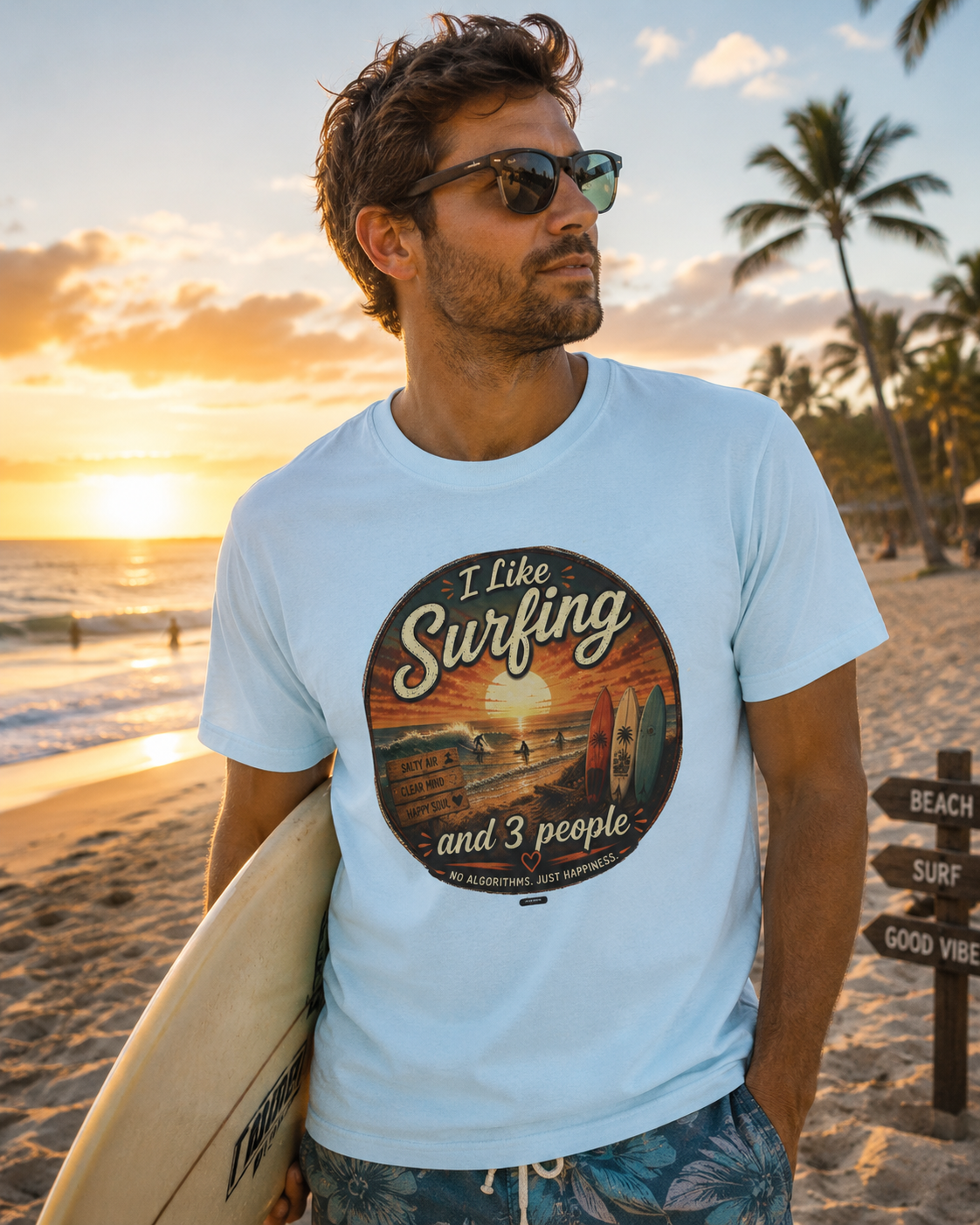 I Like Surfing  and 3 People T-shirt