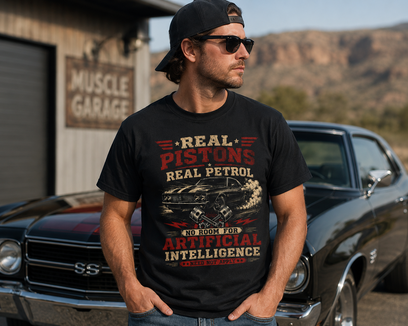 CLASSIC CAR Real Pistons Real Petrol T-Shirt