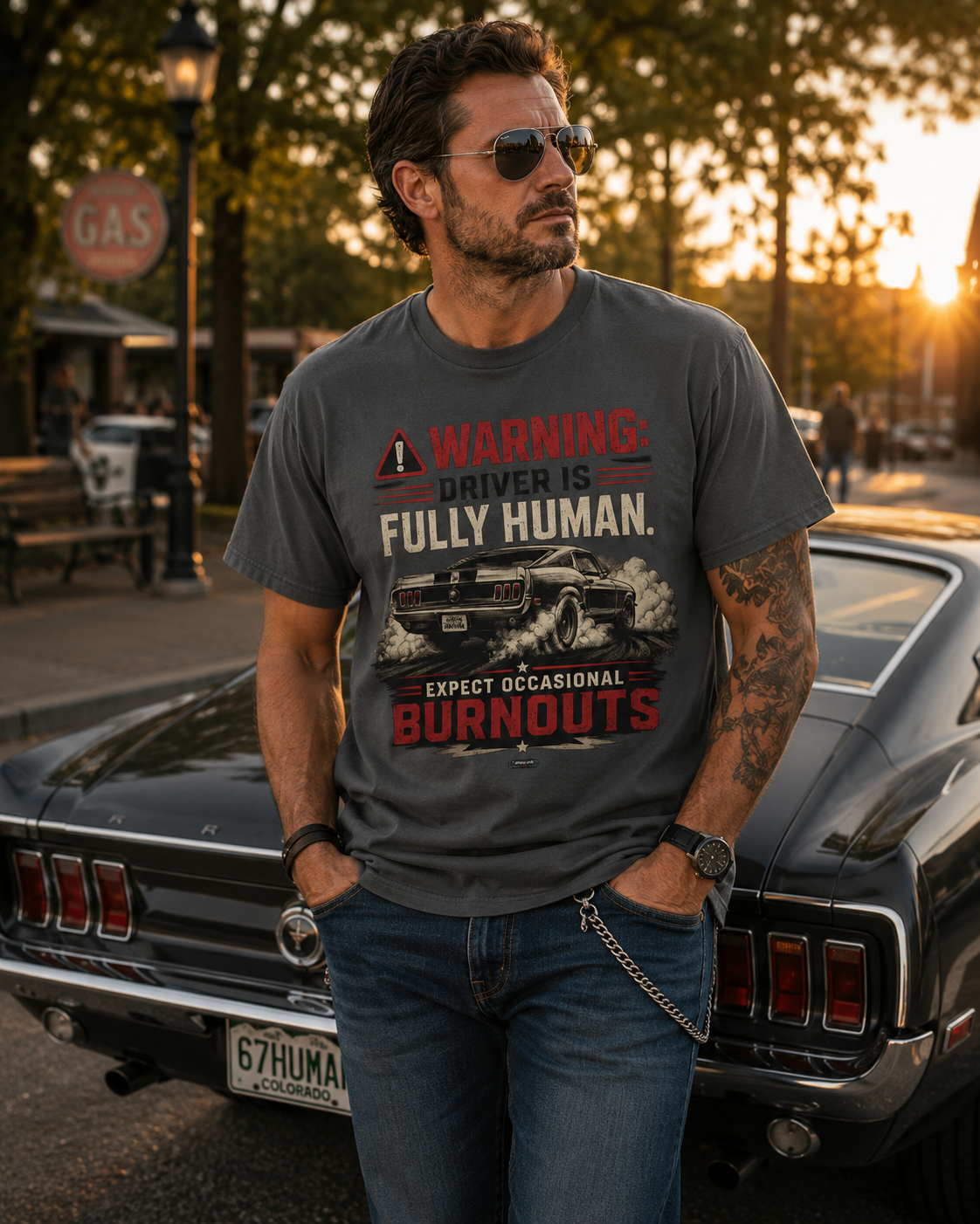 CLASSIC CAR Warning Driver is Fully Human T-Shirt