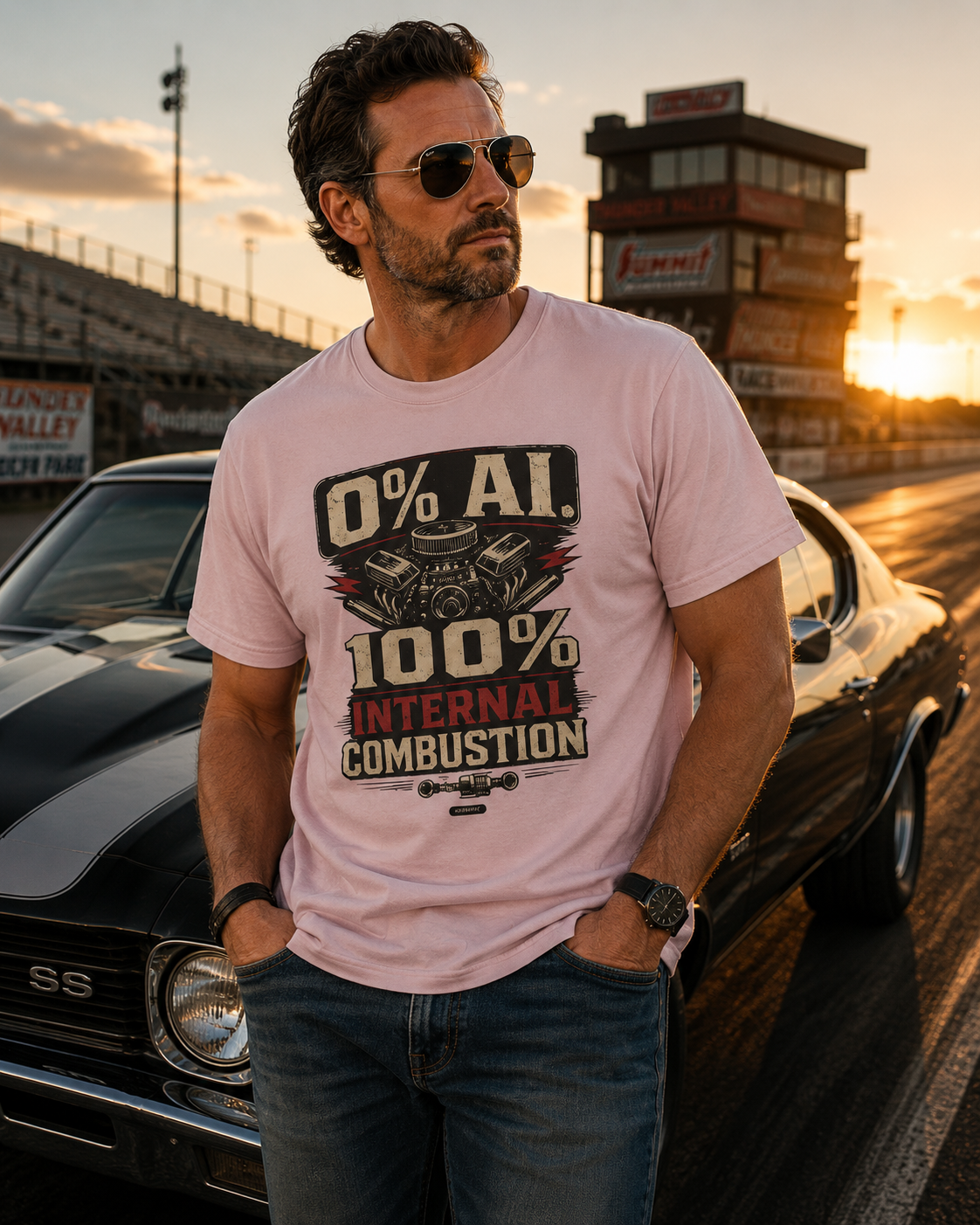 CLASSIC CAR 0% AI. 100% Internal Combustion T-Shirt