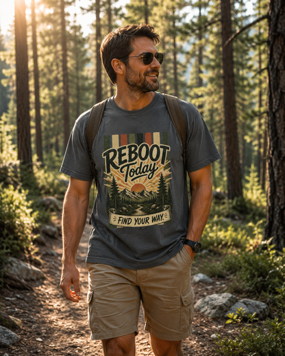 HUMANWARE : REEBOOT Your Mind.  Find Your Way Retro Nature T-Shirt