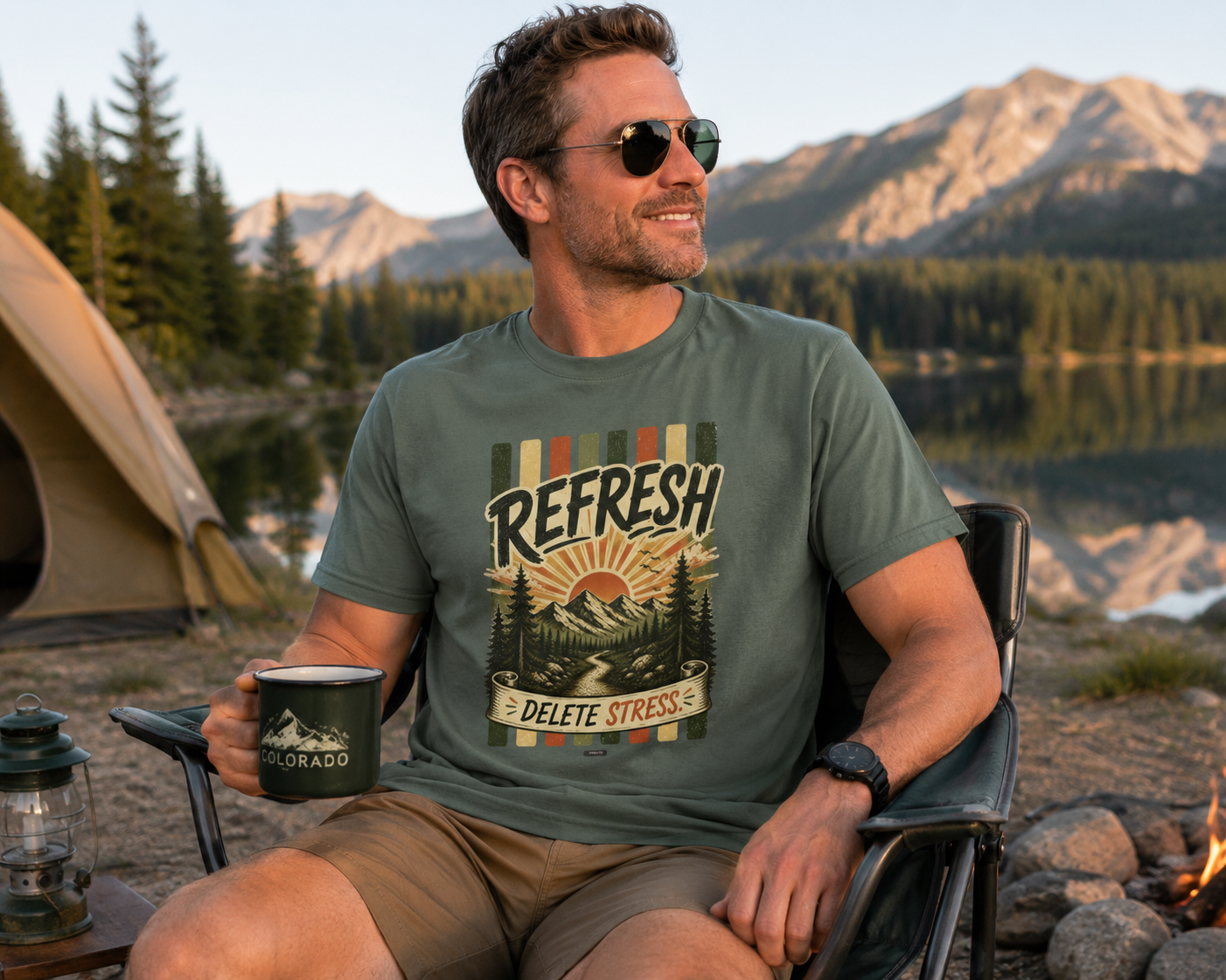 HUMANWARE : REFRESH, Delete Stress Retro Nature T-Shirt