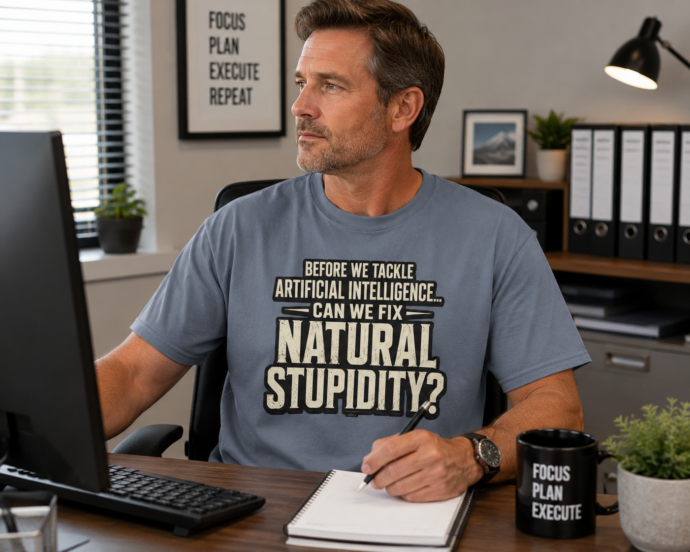 Before We Tackle Artificial Intelligence, Can We Fix Natural Stupidity? Funny Sarcastic Tech Tee