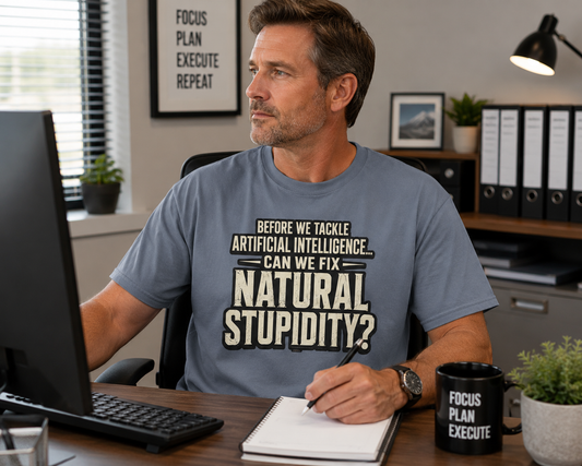 Before We Tackle Artificial Intelligence, Can We Fix Natural Stupidity? Funny Sarcastic Tech Tee