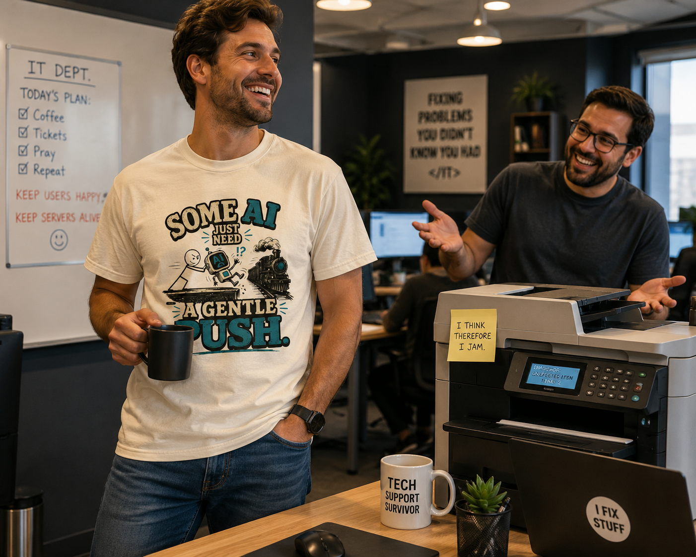 "Some AI Just Need A Gentle Push" Retro Robot Graphic Tee