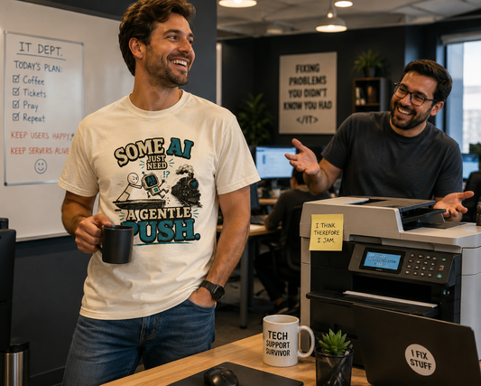 "Some AI Just Need A Gentle Push" Retro Robot Graphic Tee