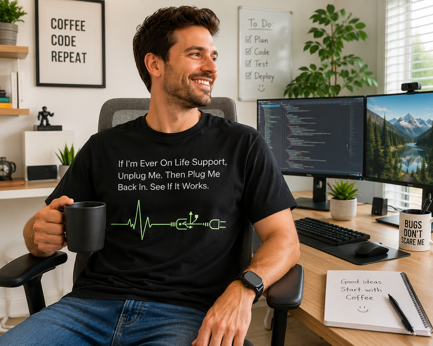 "If I'm Ever On Life Support, Unplug Me"  Humor Graphic Tee