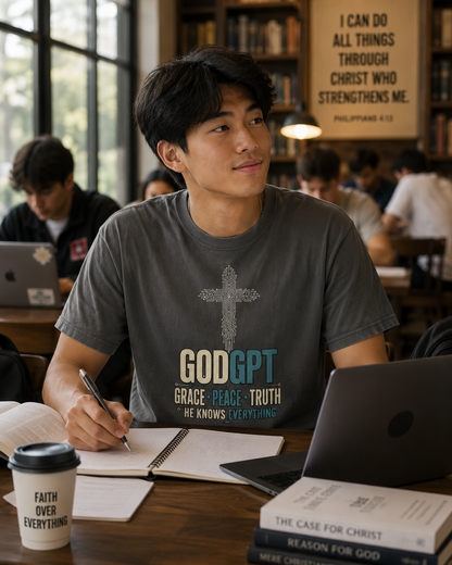 DigitalDivine: GODGPT Grace-Peace-Truth — Cross Faith Graphic Tee