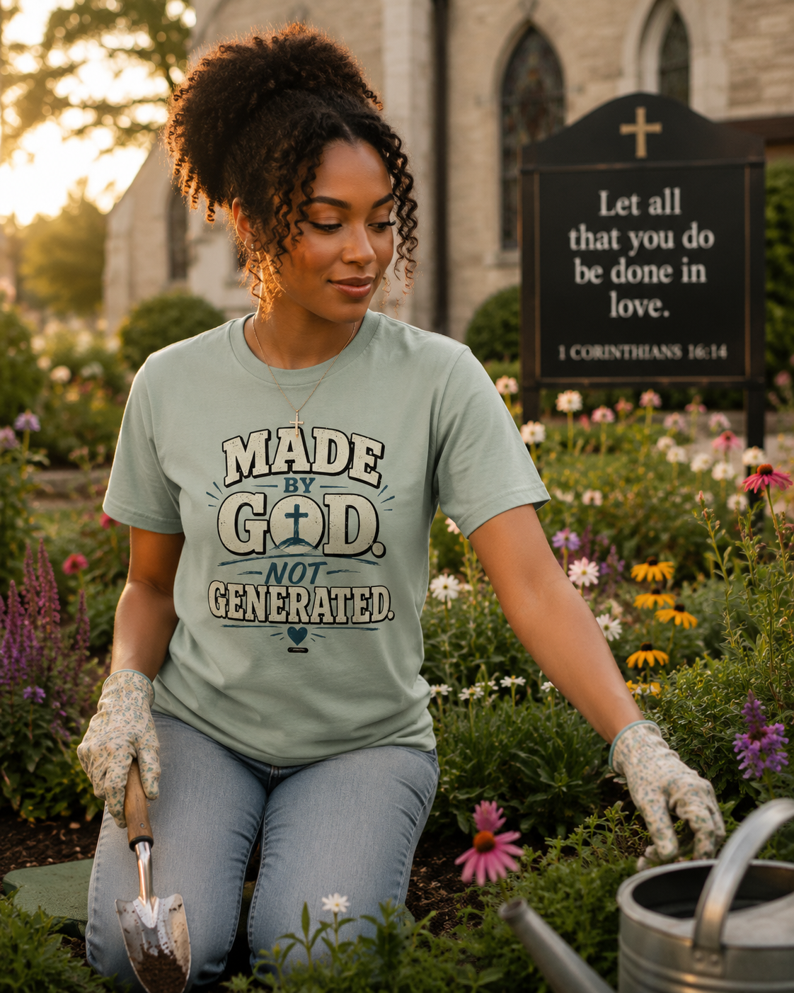 DigitalDivine: Made by God Not Generated - Faith Graphic Tee