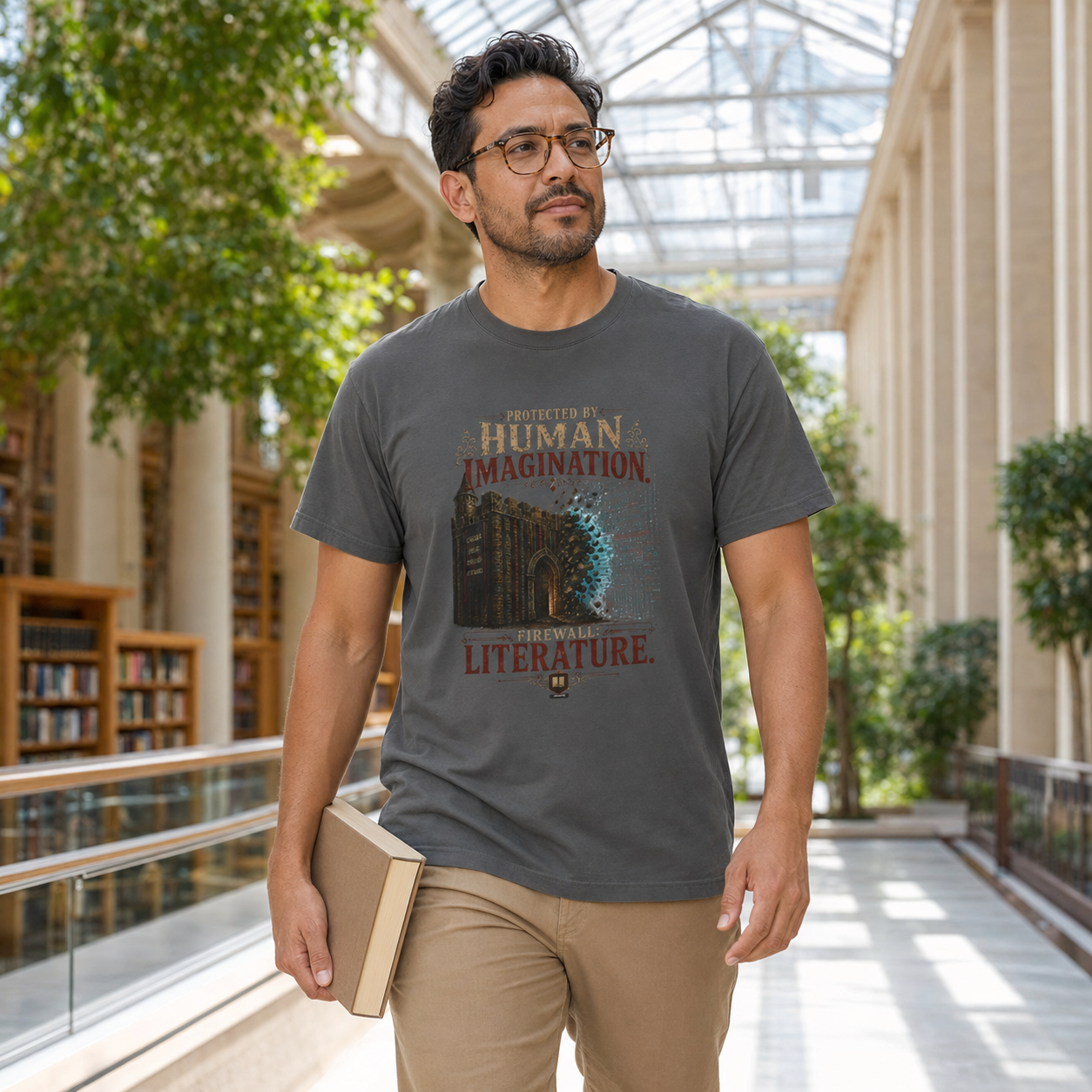 BOOKTee: Protected by Human Imagination, Firewall Literature Graphic Tee