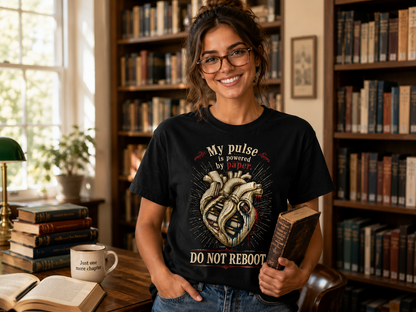 BOOKTee: My Pulse is Powered By Paper. Do Not Reboot T-Shirt