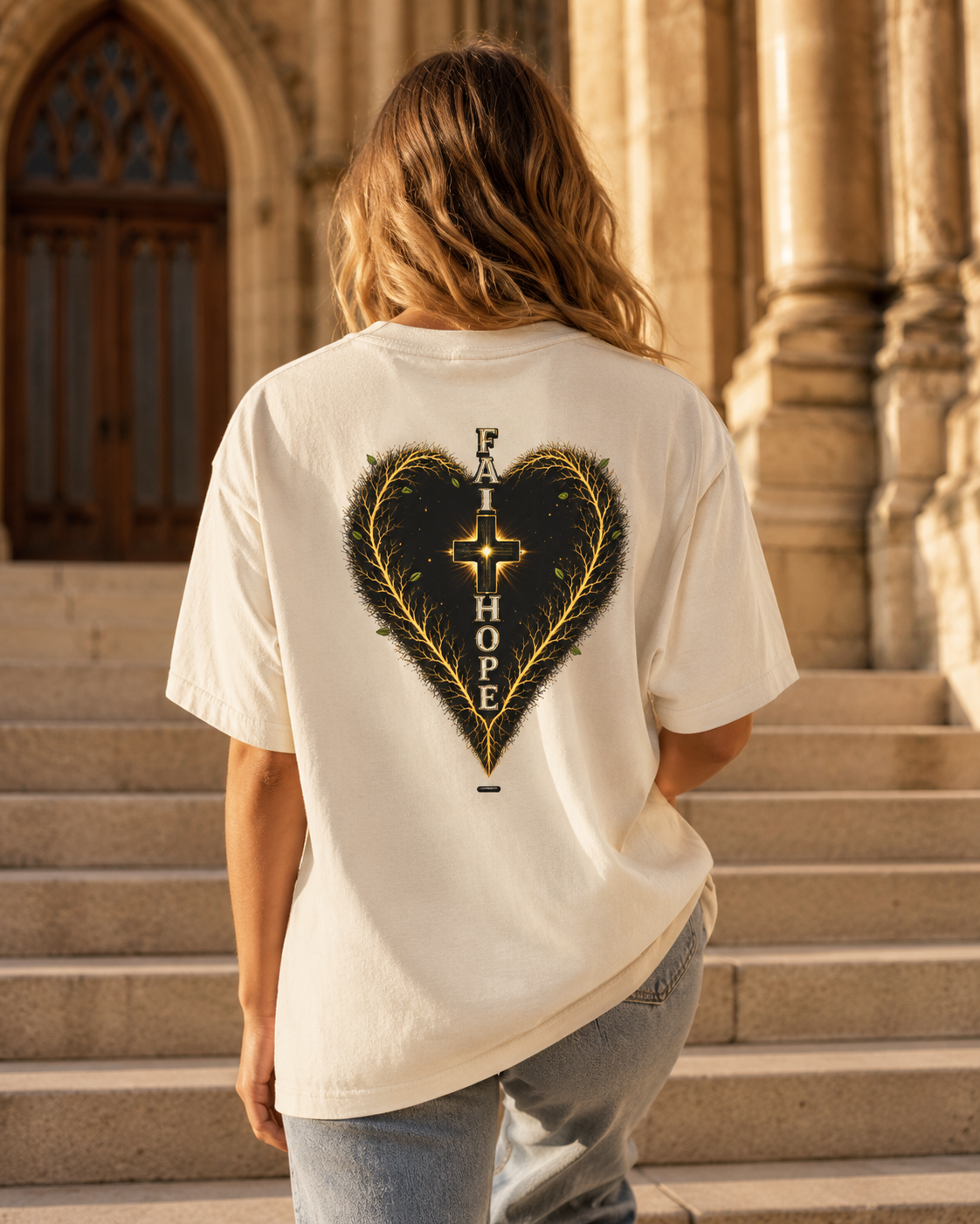 DigitalDivine-Faith & Hope Cross — Inspirational Religious Graphic Tee (Back Print)