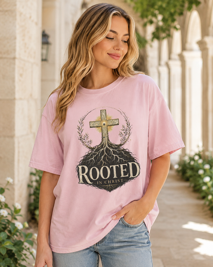 DigitalDivine- Rooted In Chris— Inspirational Religious Graphic Tee