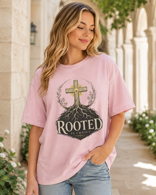 DigitalDivine- Rooted In Chris— Inspirational Religious Graphic Tee