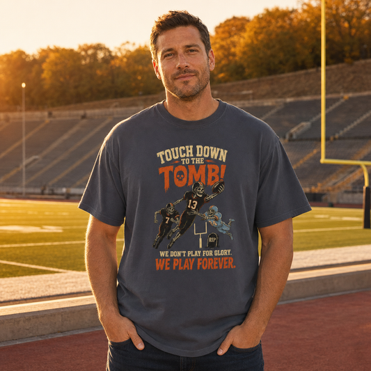 Halloween: Touch Down To The Tomb Football  T-Shirt