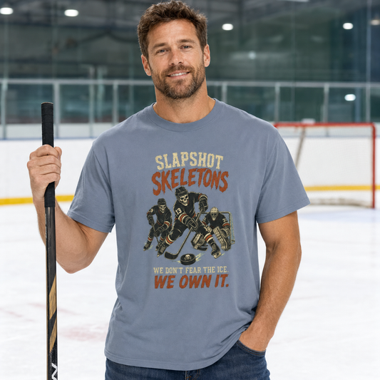 Halloween: Slapshot Skeleton Men's Hockey T-Shirt