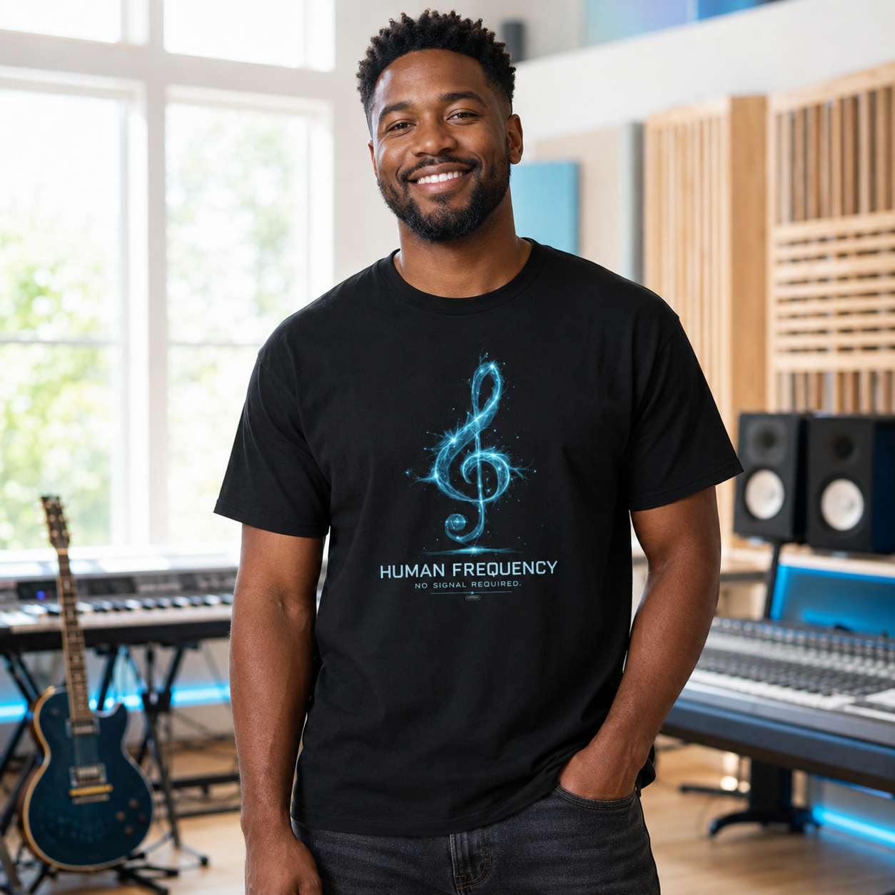MUSIC: Human Frequency Treble Cleft Graphic T-Shirt