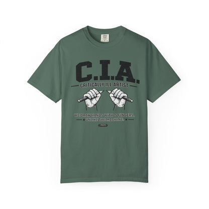 C.I.A — Critically  iLL Artist T‑Shirt (We Draw Hands With 5 Fingers) BLUE FONT