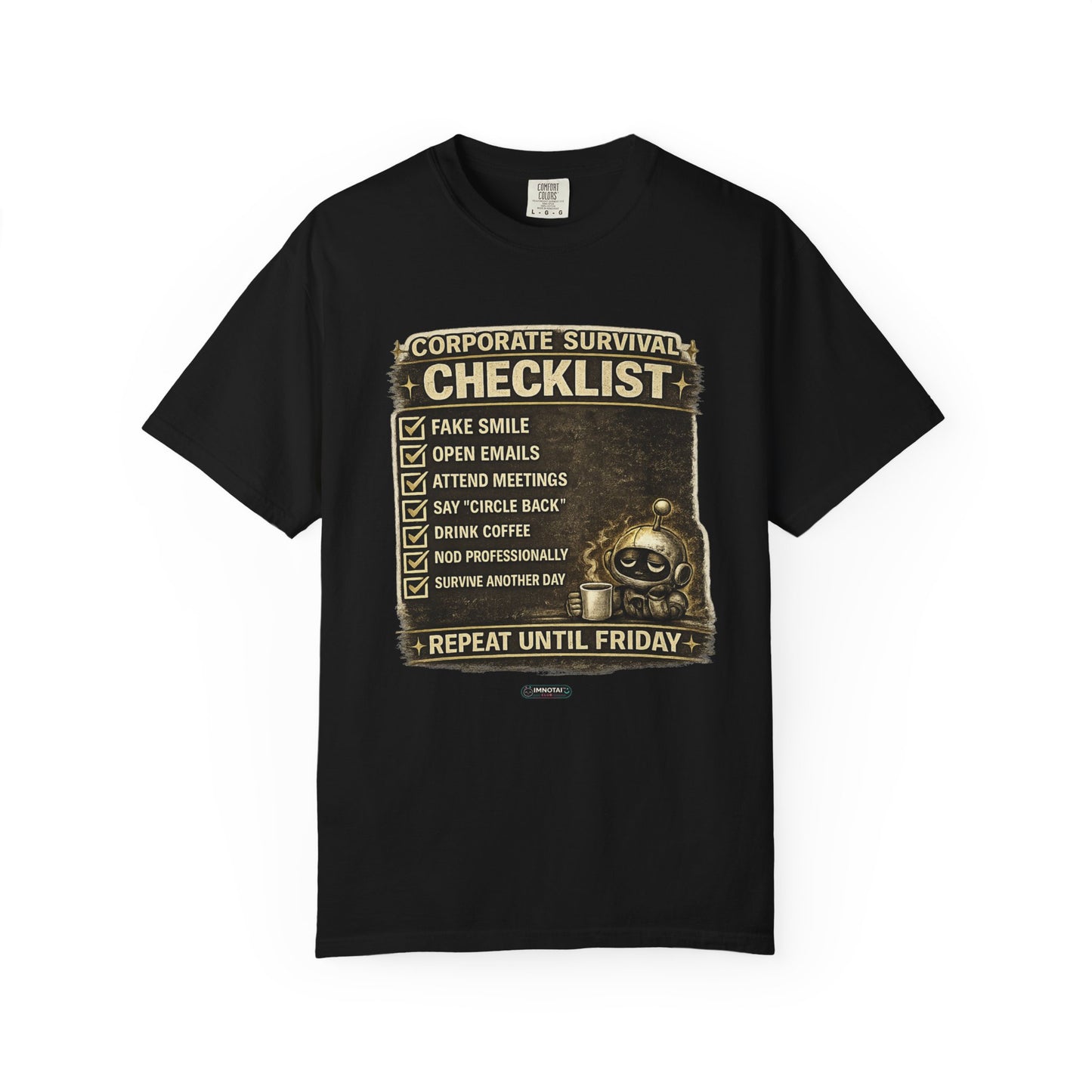 Corporate Survival Checklist T‑Shirt — Funny Office Humor Tee