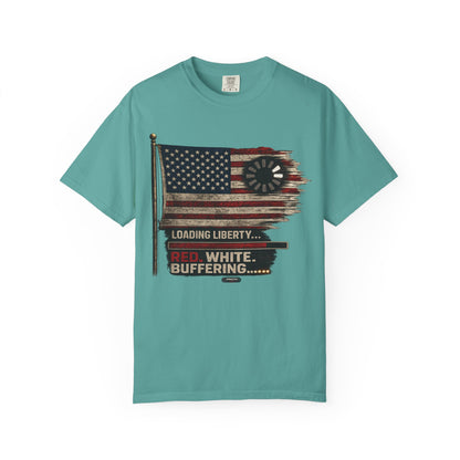 American Flag Loading Liberty. Red White and Buffering T-Shirt