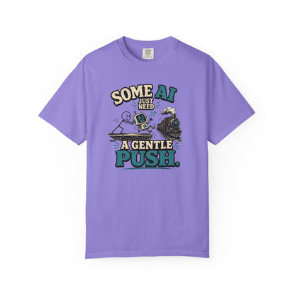 "Some AI Just Need A Gentle Push" Retro Robot Graphic Tee