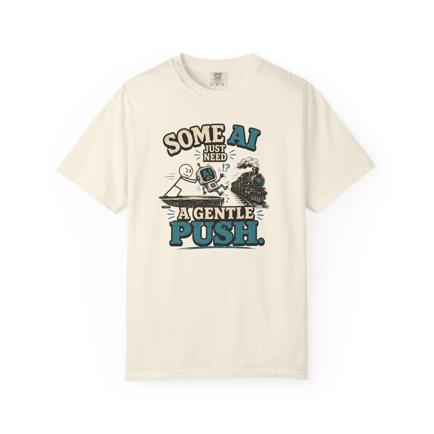 "Some AI Just Need A Gentle Push" Retro Robot Graphic Tee