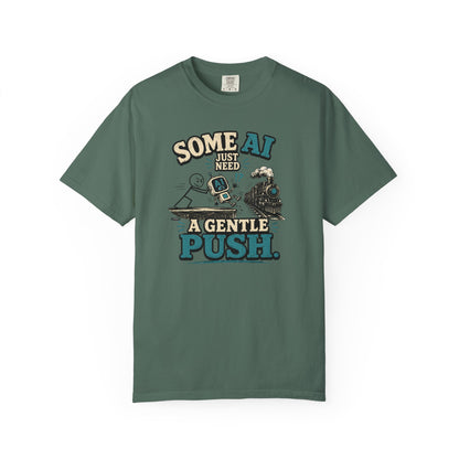 "Some AI Just Need A Gentle Push" Retro Robot Graphic Tee