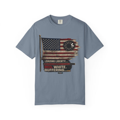 American Flag Loading Liberty. Red White and Buffering T-Shirt