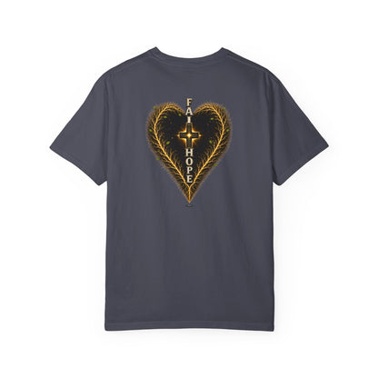 DigitalDivine-Faith & Hope Cross — Inspirational Religious Graphic Tee (Back Print)