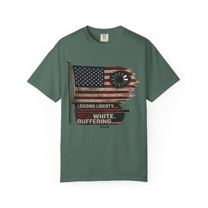 American Flag Loading Liberty. Red White and Buffering T-Shirt