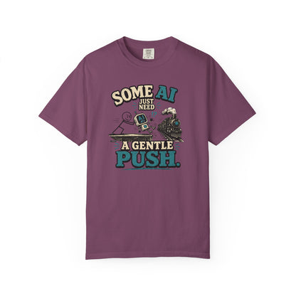 "Some AI Just Need A Gentle Push" Retro Robot Graphic Tee