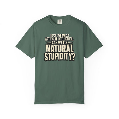 Before We Tackle Artificial Intelligence, Can We Fix Natural Stupidity? Funny Sarcastic Tech Tee