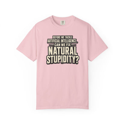 Before We Tackle Artificial Intelligence, Can We Fix Natural Stupidity? Funny Sarcastic Tech Tee