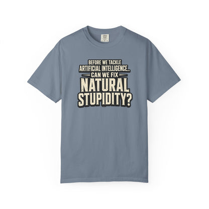 Before We Tackle Artificial Intelligence, Can We Fix Natural Stupidity? Funny Sarcastic Tech Tee