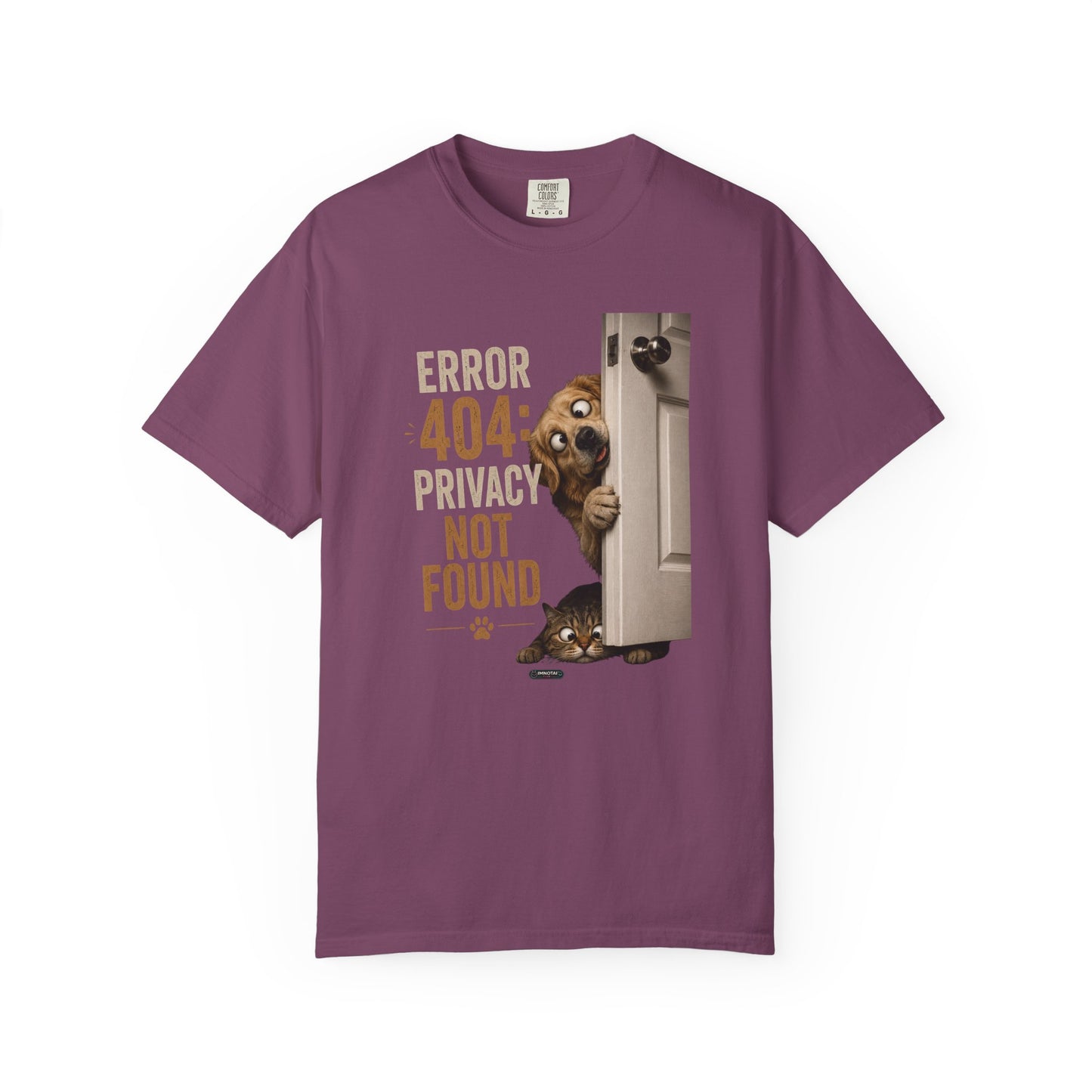 DOG & CAT "Error 404 Privacy Not Found" Cute Peeking Dog Graphic Tee