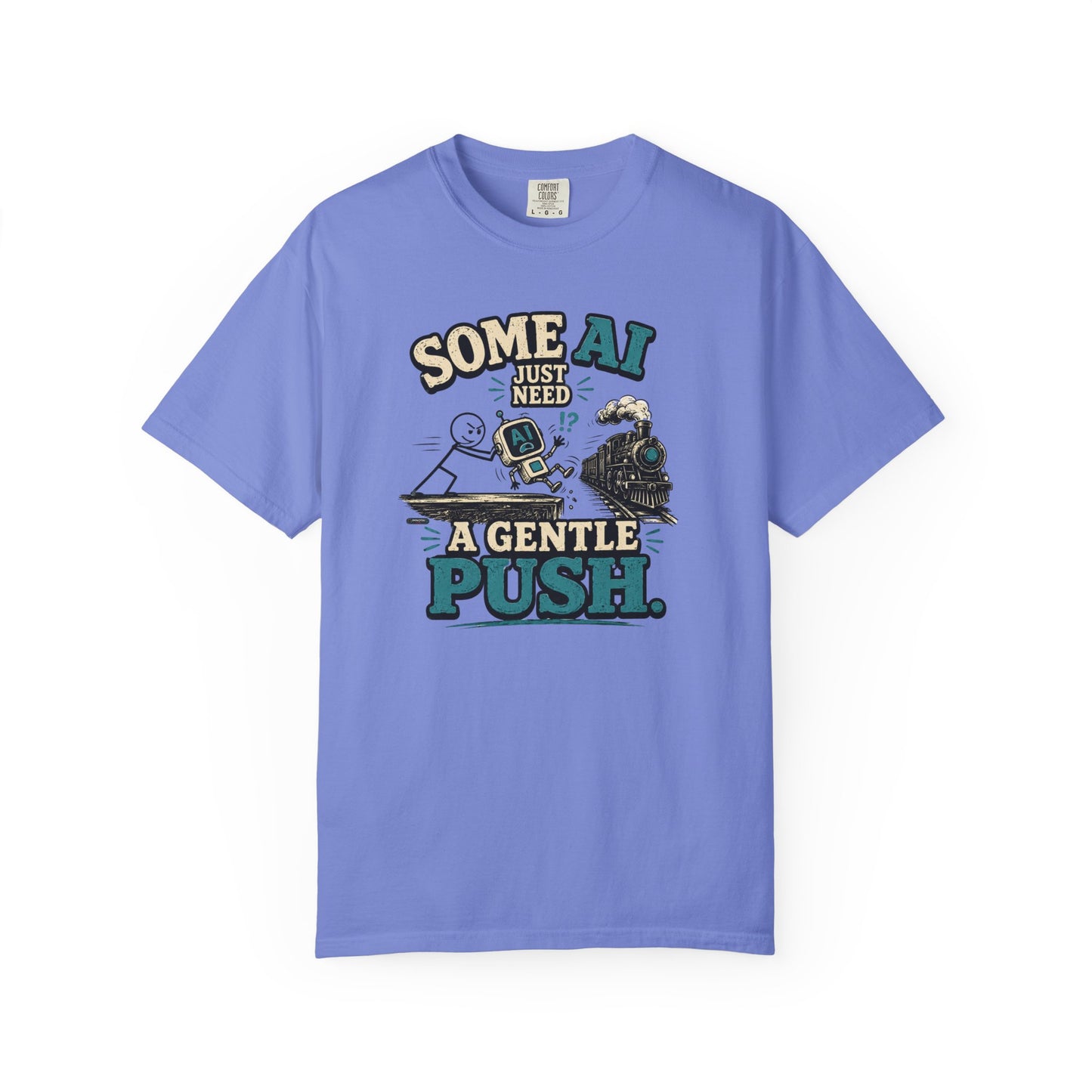 "Some AI Just Need A Gentle Push" Retro Robot Graphic Tee